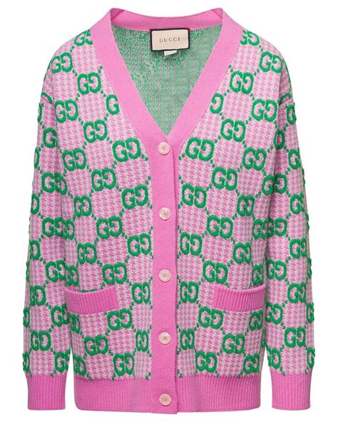 gucci cardigan pink green|Gucci web cardigan.